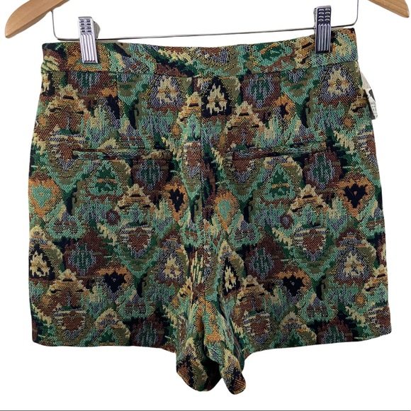 Zara Basic Tapestry Print High Waist Side Zip Wool Blend Mini Shorts Sz M NWT - Picture 9 of 9
